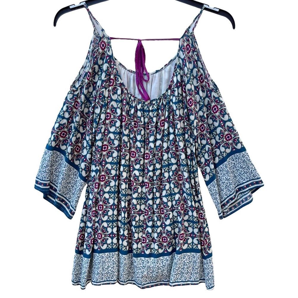 Umgee Cold Shoulder Geometric Mini Dress